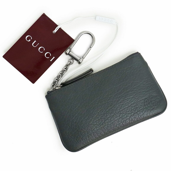 Gucci Zip Gray Leather Wallet Key GG - Picture 1 of 9